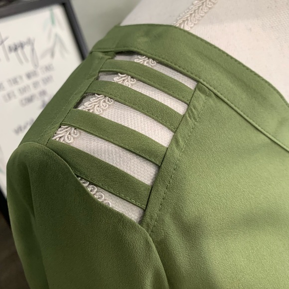 Charming Charlie Olive Green Belt Tie V-Neck Dress - Picture 2 of 4